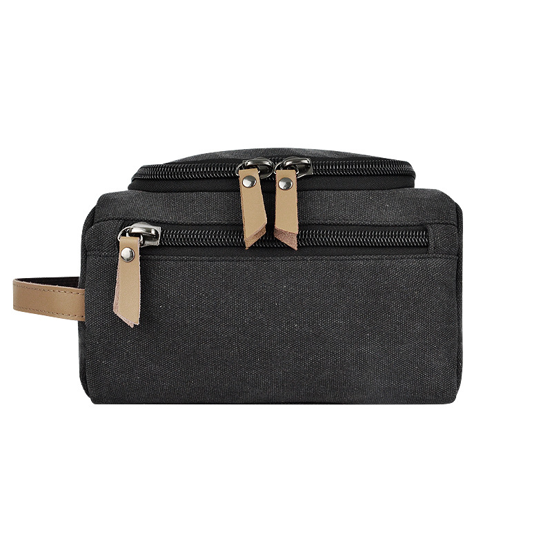 Picture of Men's Canvas Cosmetic Bag Women's Portable Portable Large Capacity Hook Multi-Layer Travel Business Aviation Toiletry Bag