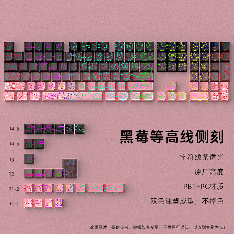 Picture of Original height contour terrain PBT thermal sublimation side engraved transparent keyboard keycap personalized creative diy customized