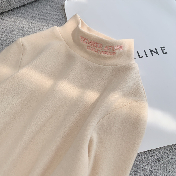 Picture of Autumn and Winter Girls' Base Shirt Velvet Small and Medium-sized Children's Girls' Baby Half-high Collar T-shirt Top Children's Western-style Warm Shirt