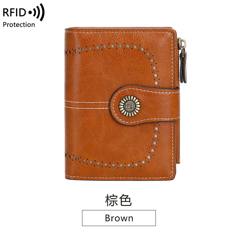 Picture of Wallet Women's Fashion Cross-Border Rfid Anti-Magnetic Wallet Short Zipper Buckle Wallet European and American New Large Capacity Women