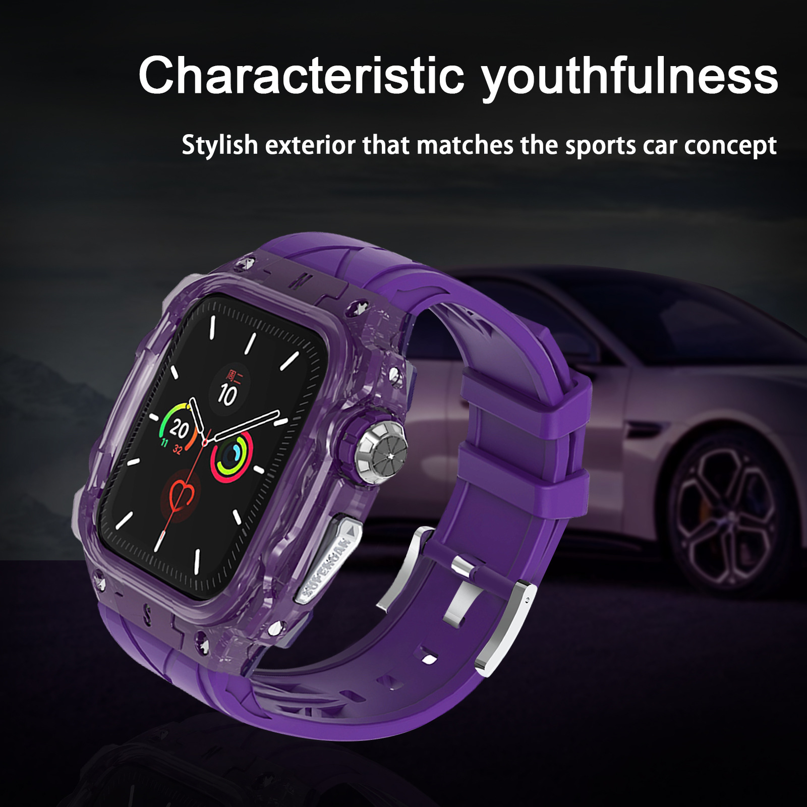 Picture of For Apple Watch Strap Super Running Color Transparent Black appleiwatch9876 One Strap 44/45mm