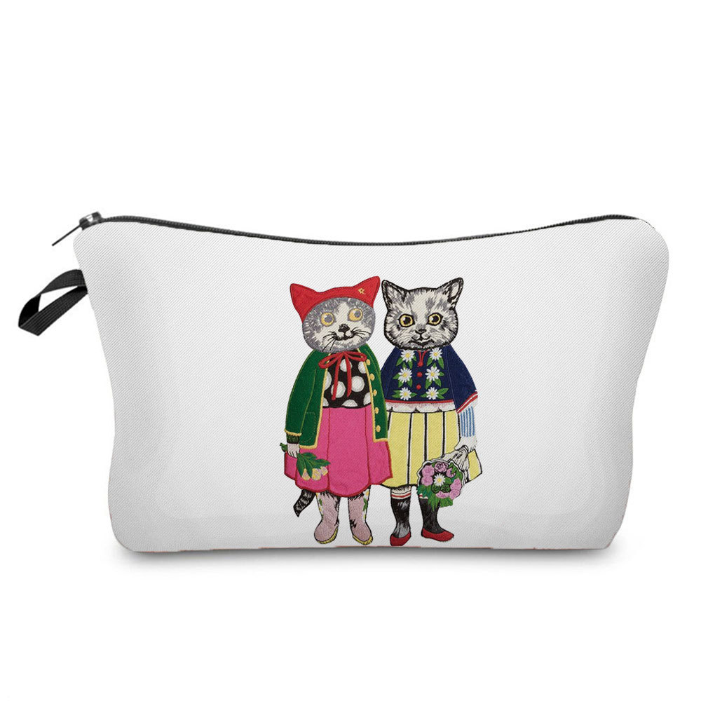 Factory Supply Cat Printed Cosmetic Bag Printable logo Wash Bag Travel Toiletries Storage Bag