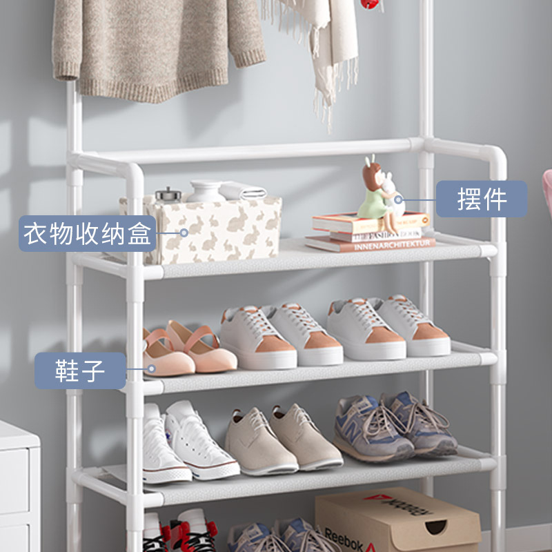 Picture of Coat Rack Bedroom Indoor Dormitory Clothes Rack Household Simple Storage Rack Simple Floor-Standing Multi-Functional Combination Shoe Rack