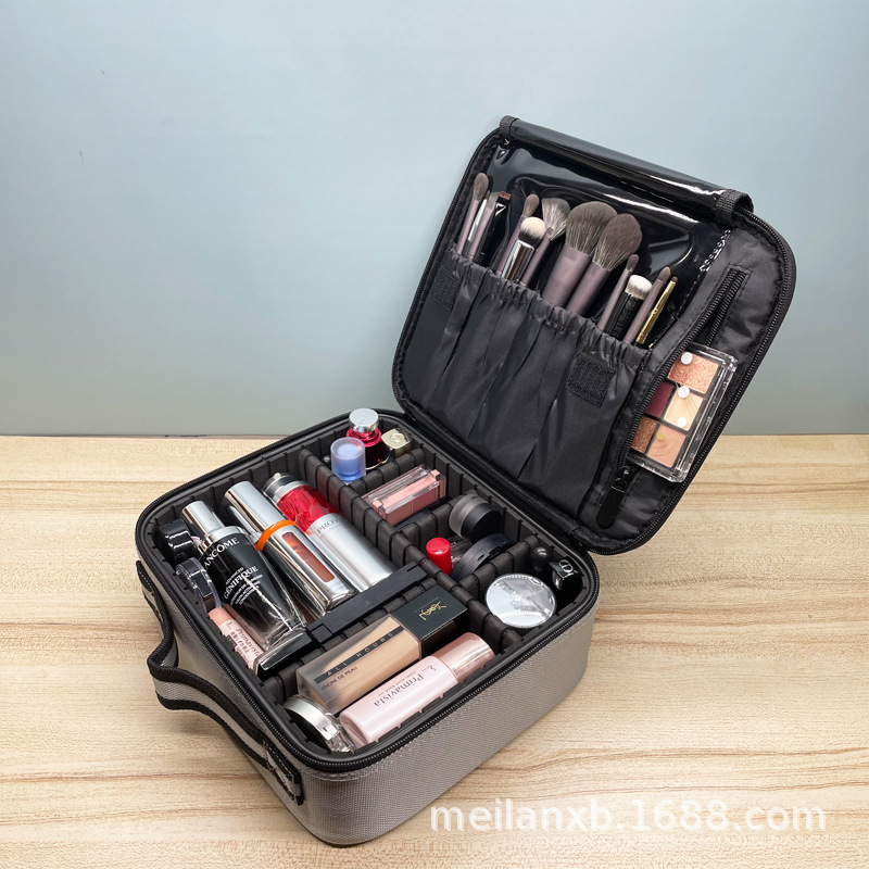Picture of Amazon Cross-border Cosmetic Bag Large Capacity Simple Waterproof Grey Oxford Cloth Eyelash Embroidery Toolkit