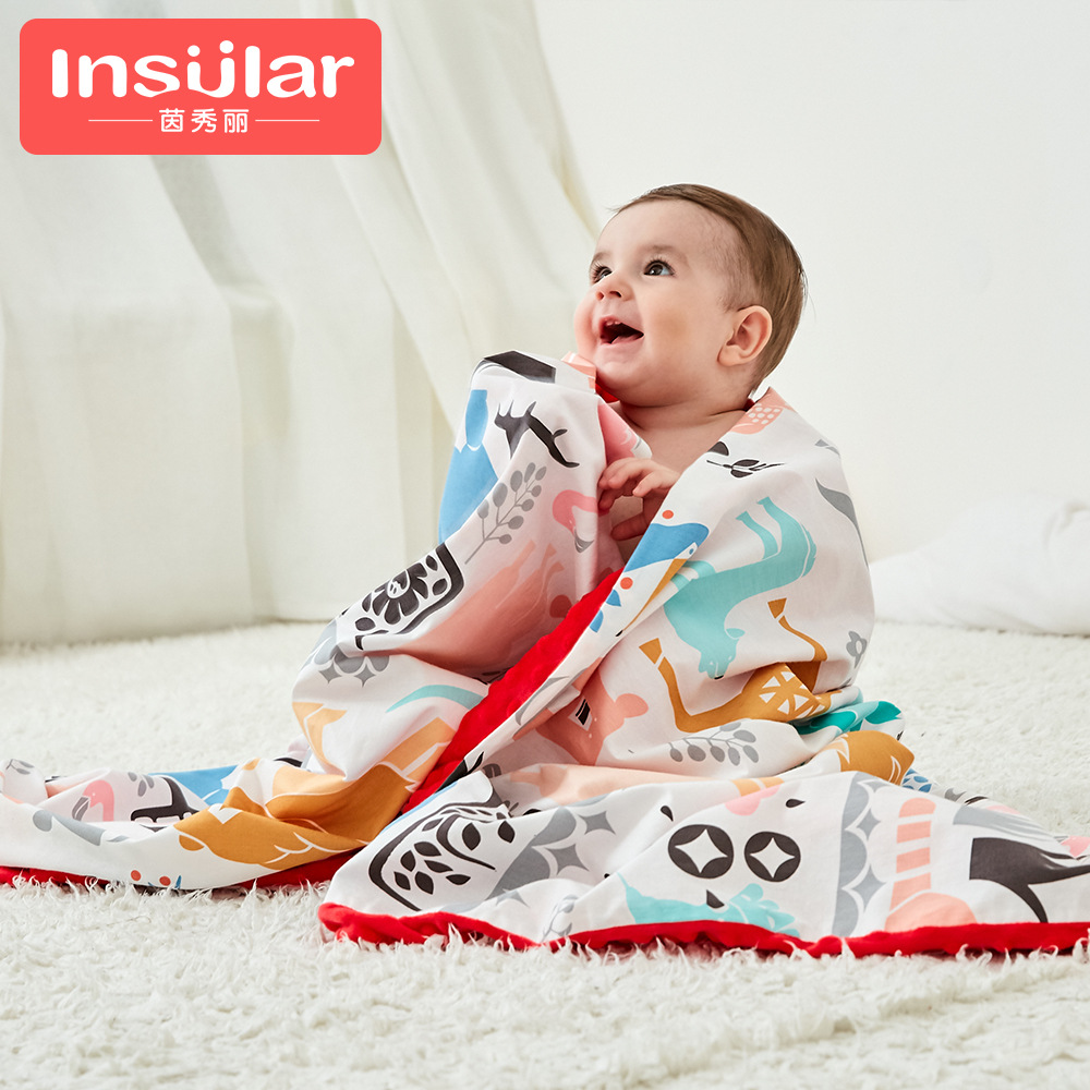 Picture of Baby Blanket Cotton Cartoon Baby Double Blanket Four Seasons Children 3D Soothing Bean Blanket Cart Blanket