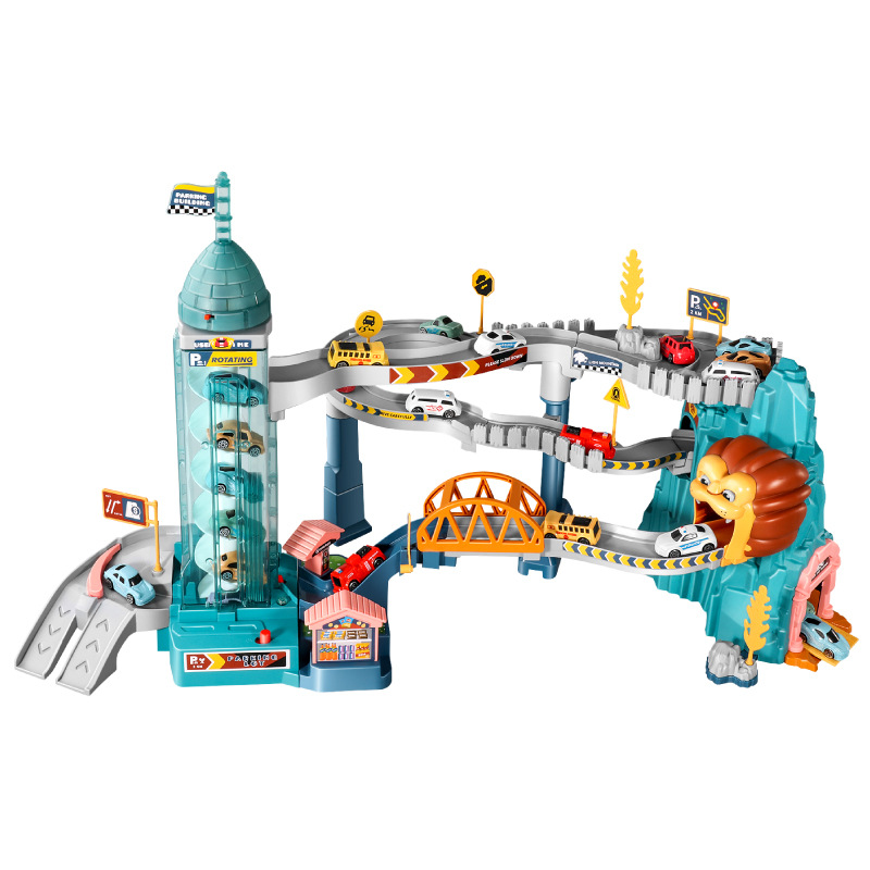 Picture of Lion Mountain Highway Rail Car Parking Lot Building Children's Electric Toy Light Adventure 6 Boys 3 Gifts