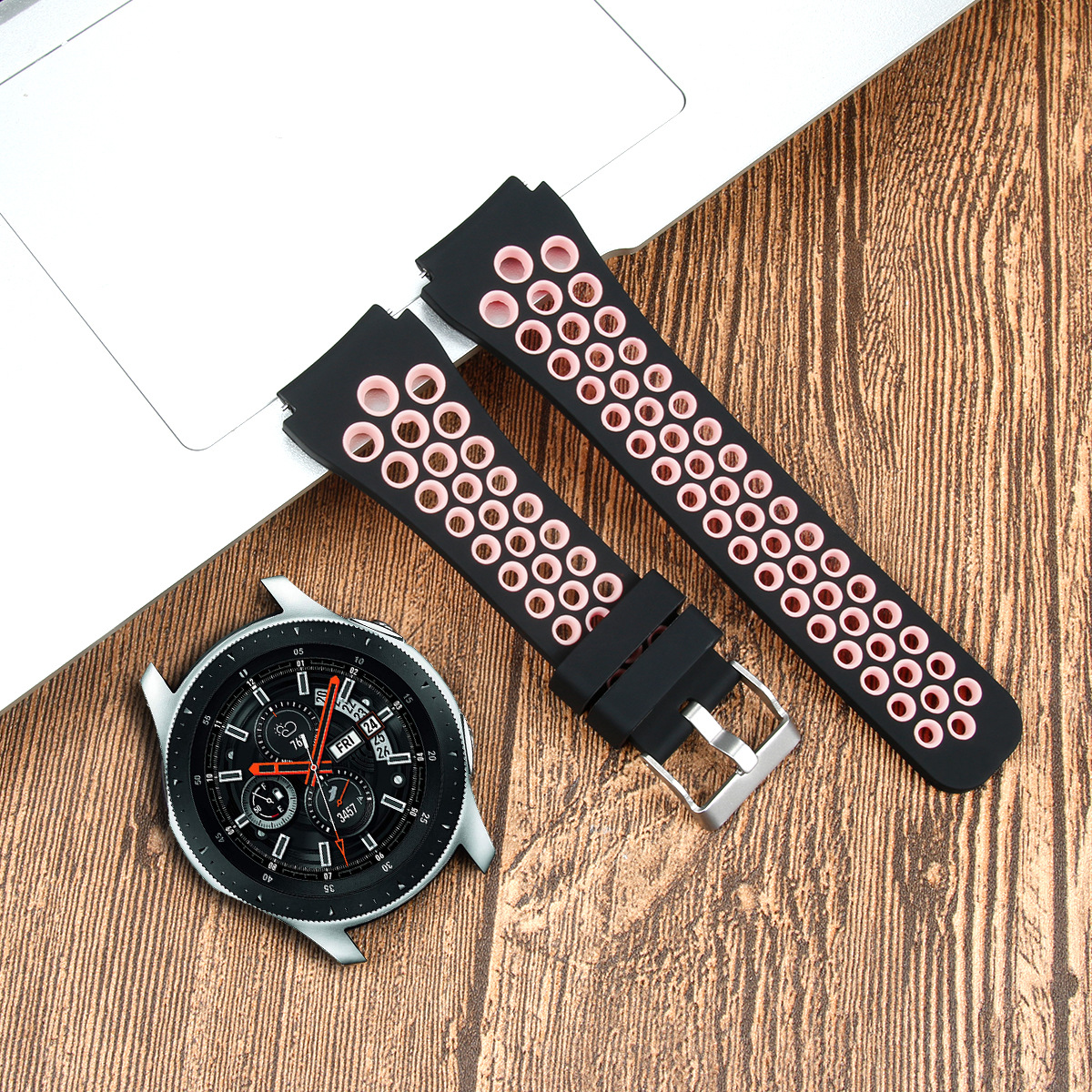 Picture of Suitable for Samsung Watch Strap Sm-R800 Official Same Watch 1St Generation 22mm Huawei Universal Two-Color Silicone Strap