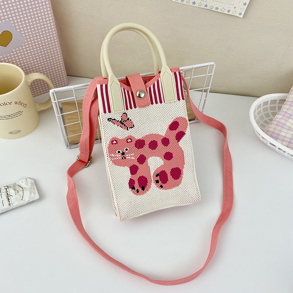 Picture of Shoulder Crossbody Mobile Phone Bag Cute Knitted Hand Bag Cartoon Large Capacity All-match Coin Purse Handbag Wholesale