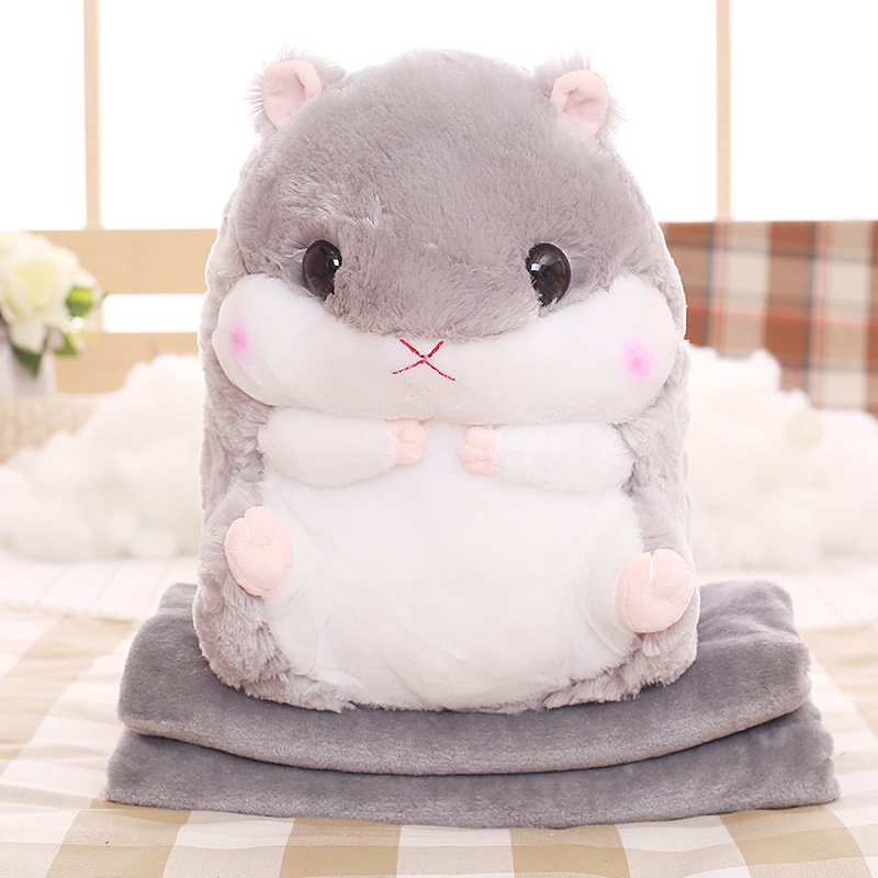 Hamster Cartoon Pillow Blanket Car Pillow Quilt Dual-purpose Cushion Quilt Large Air-conditioning Quilt Pillow Coral Fleece Blanket