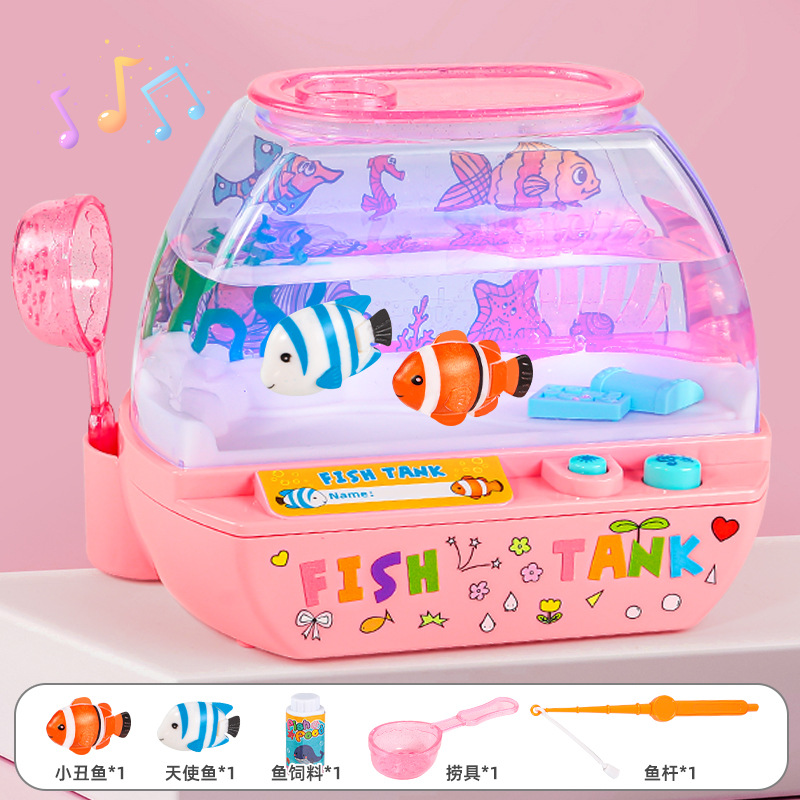 Picture of Happy Aquarium Desktop Fish Tank Ornaments Electric Light Music Children's Educational Early Education Story Play Toys