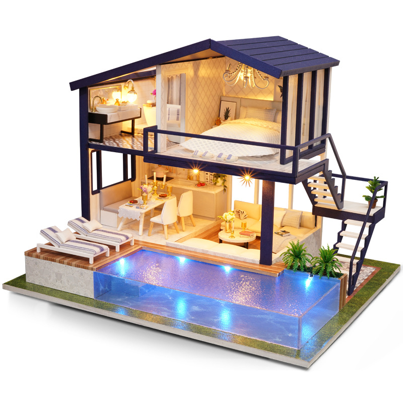Picture of Zhiqu House diy House Time Apartment Hand-assembled Wooden Villa Model Creative Doll House Birthday Gift