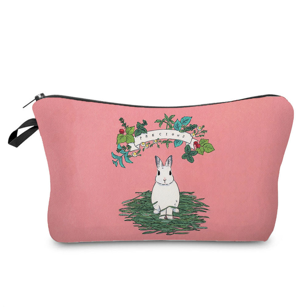 Picture of Trendy cartoon new rabbit printed cosmetic bag fashionable cute drop-resistant storage bag large capacity wash bag