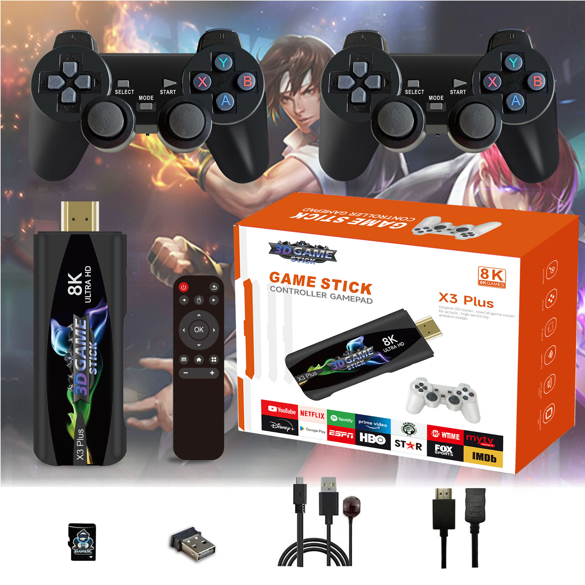 Manufacturer X3Plus Generation Home Game Console 2.4g Dual Wireless Tv Game Console HDMI High Definition Ps1 Retro Street