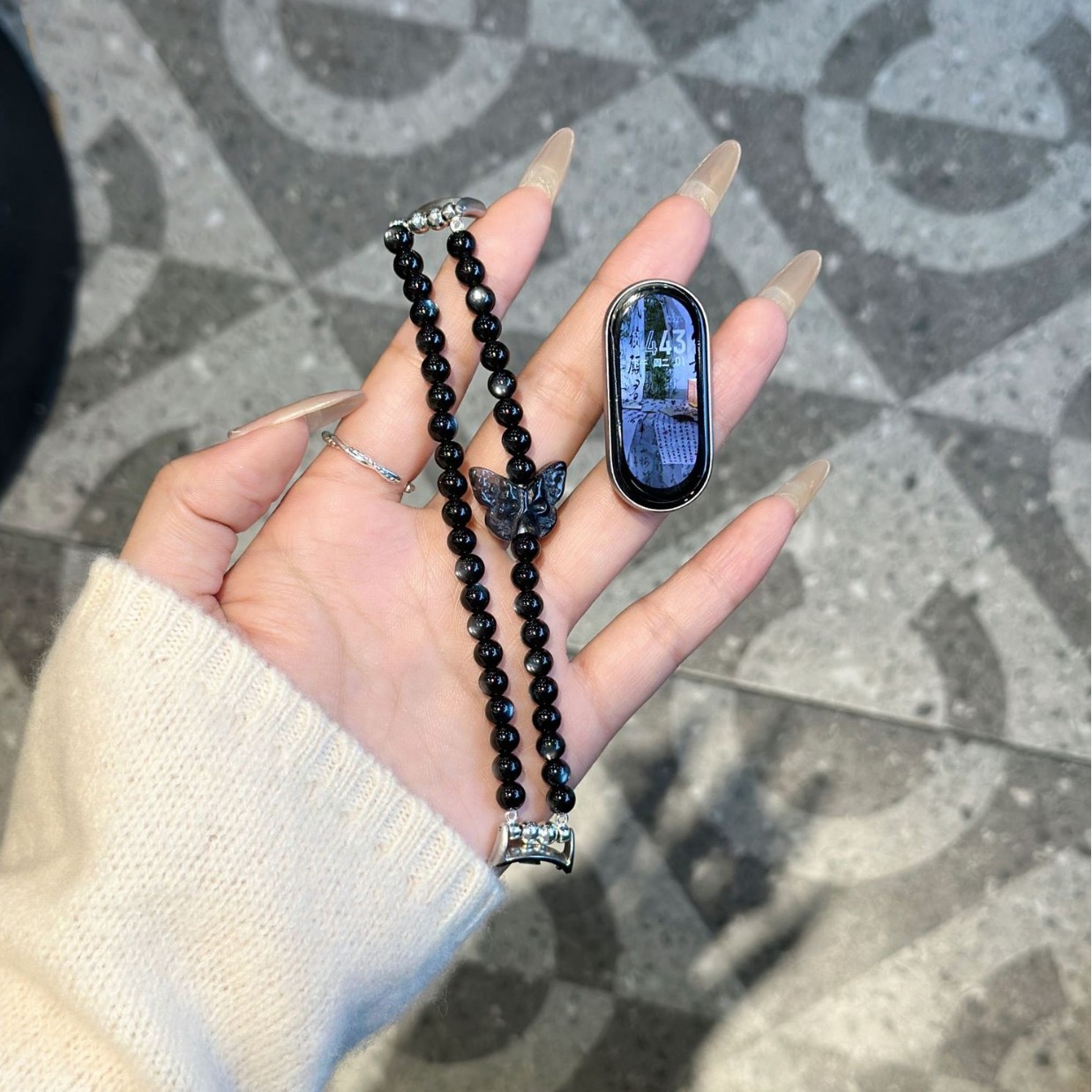 For Mi Band 9/8 Summer Butterfly Beaded Strap Universal NFC Guofeng Watch and Chain Collection Mi Band 8pro