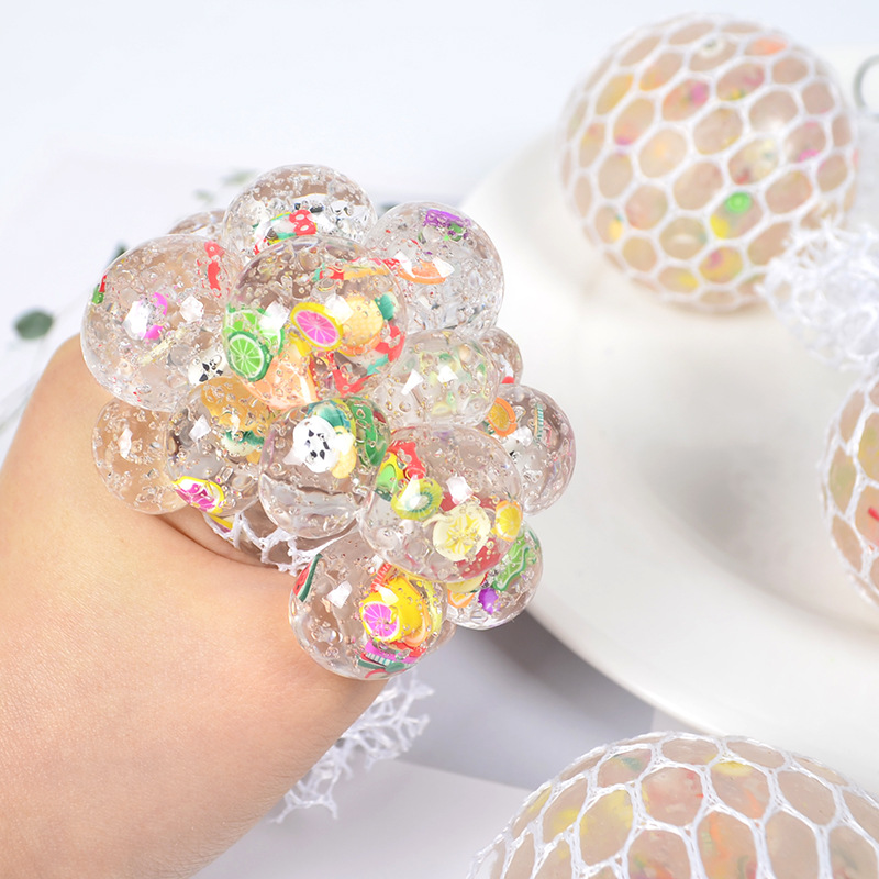 Picture of Creative new color beads fruit double hand pinch squeeze grape Ball Trick Trick decompression toys funny pinch music