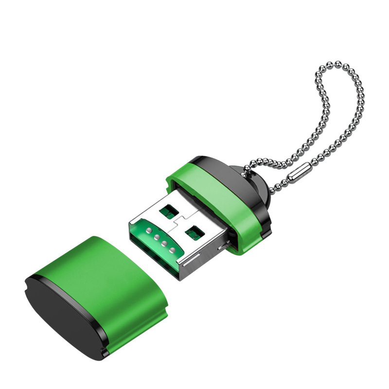 Picture of Aluminum case with chain mini TF card reader USB2.0 T-Flash card mobile phone memory card computer speaker universal