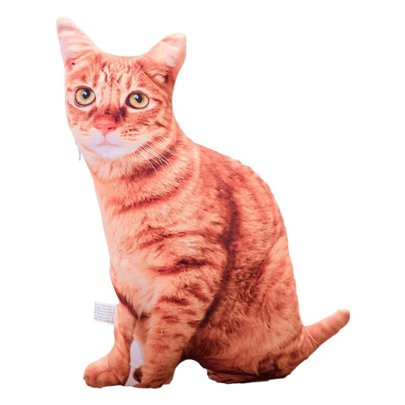 Creative simulation 3D three-dimensional cat pillow tiger pattern cat plush toy doll children's comfort doll wholesale