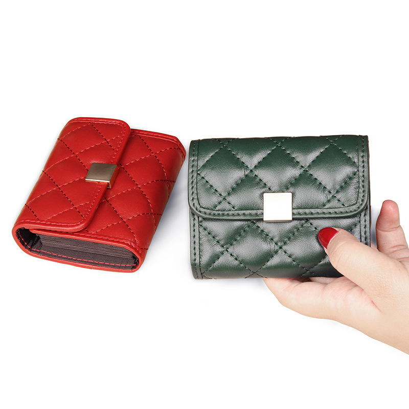 Picture of New simple sheepskin RFID anti-theft brush organ card holder multi-card position large capacity leather card holder ID card holder for women