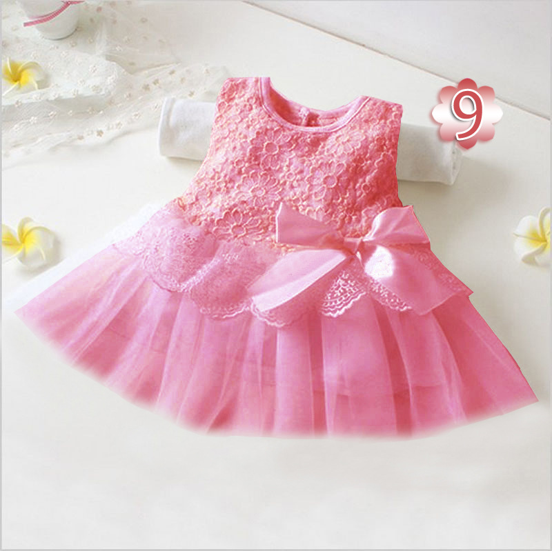 Picture of Summer New Girls Baby Baby Princess Mesh Sleeveless Bow Small Size Dress Multi-color Available