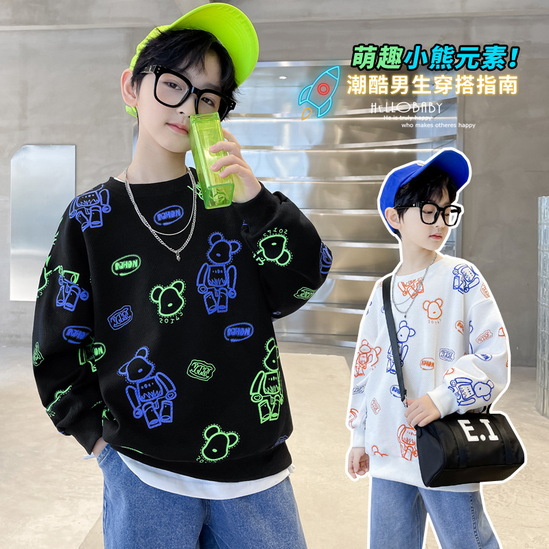 Picture of Boys' Autumn Wear Sweat 2025 New Style Mid-Large Children's Western Style Spring and Autumn Boys Trendy Brand Children's Top Korean Style Trendy
