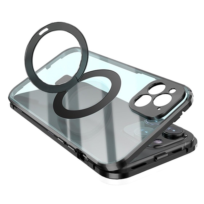 Suitable for iPhone16 Phone Case Magneto 15promax Metal Magnetic MagSafe Folding Bracket Sheath