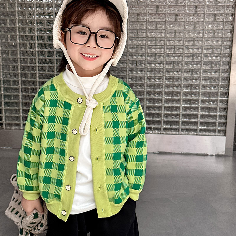 Picture of Autumn and winter new children's clothing boys and girls baby warm cardigan children's clothing all-match knitted coat thick outer wear
