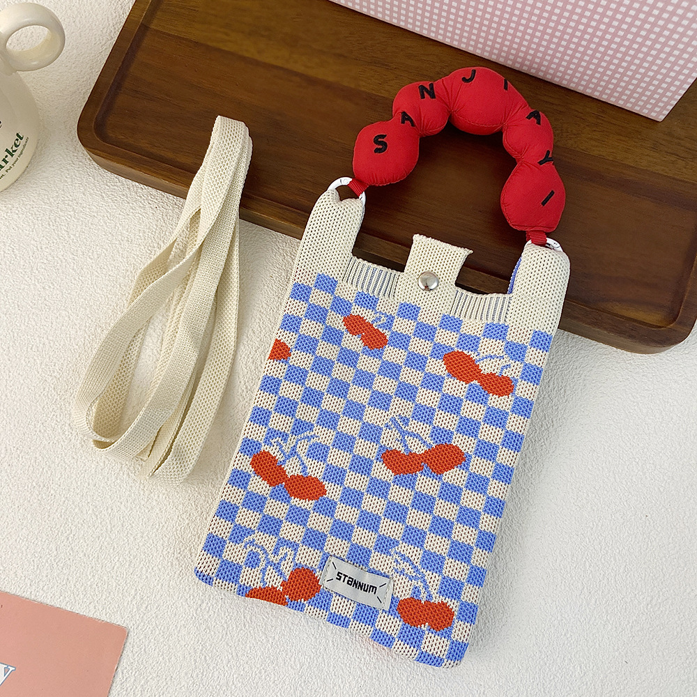 Picture of Cartoon Knitted Mobile Phone Bag Korean Style All-match Crossbody Bag Small Portable Student Coin Purse Single Shoulder Hand Bag