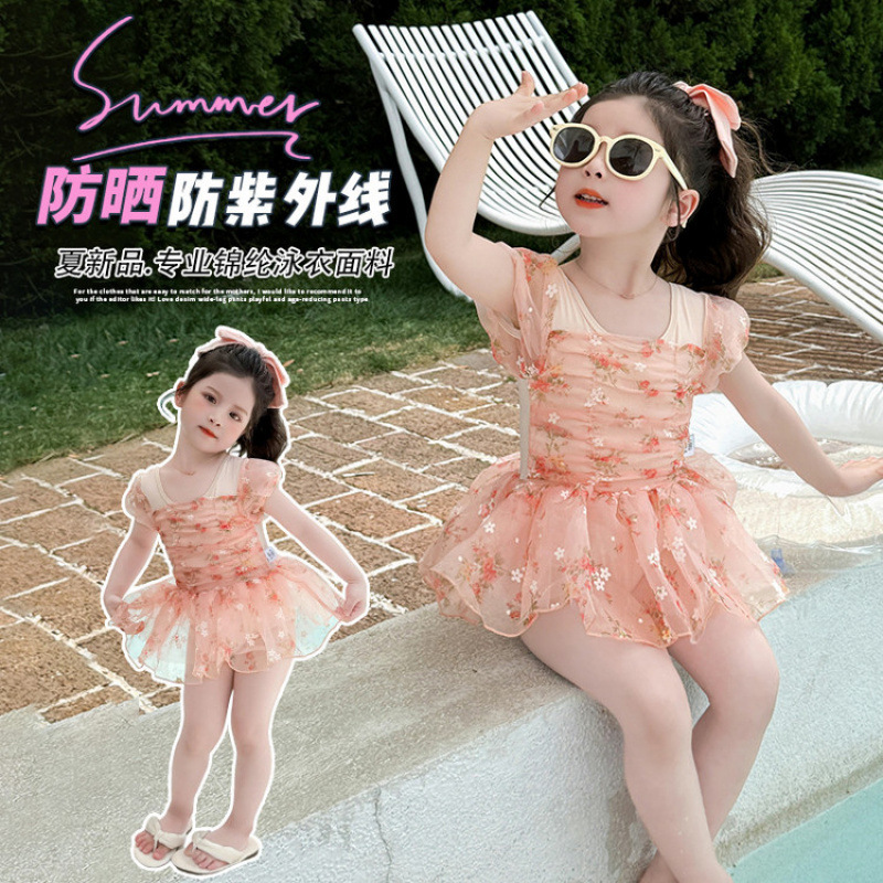 Picture of Girls' Swimsuits for Small and Medium-Sized Children 2025 Summer New Style Kidsren's Cute Swimsuits Princess Skirt Fairy Style Girls' One-Piece Swimsuits