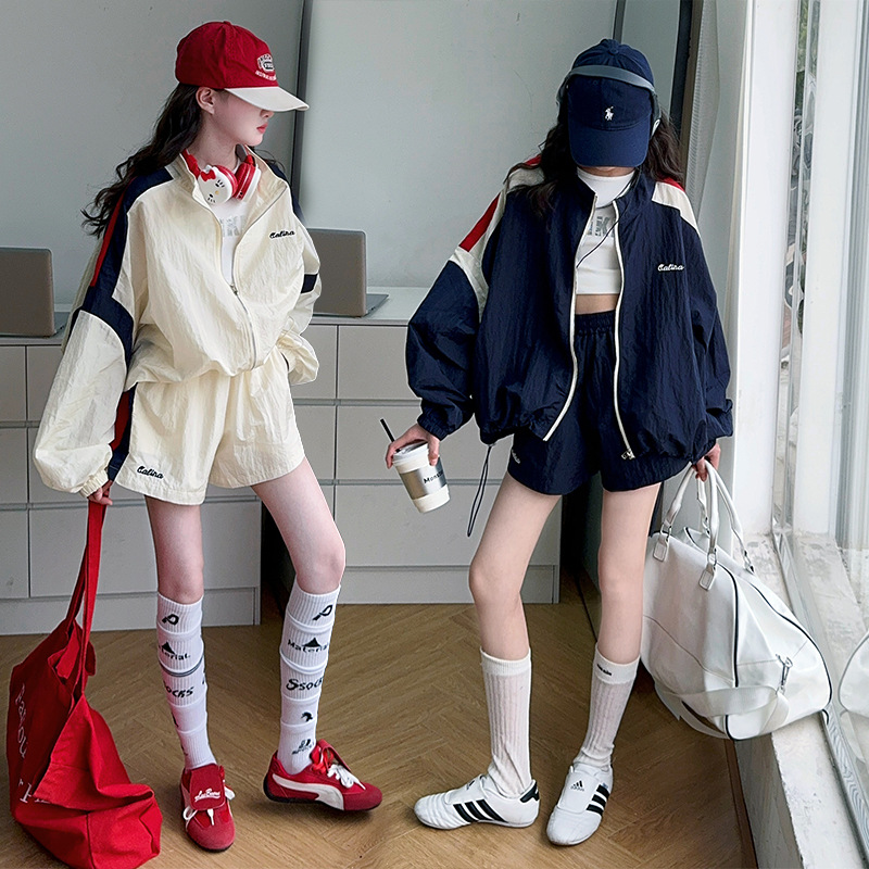Picture of Cross-border Girls' Casual Sports suit 2025 Summer New Western Style Girls' Thin Sunscreen Shorts suit