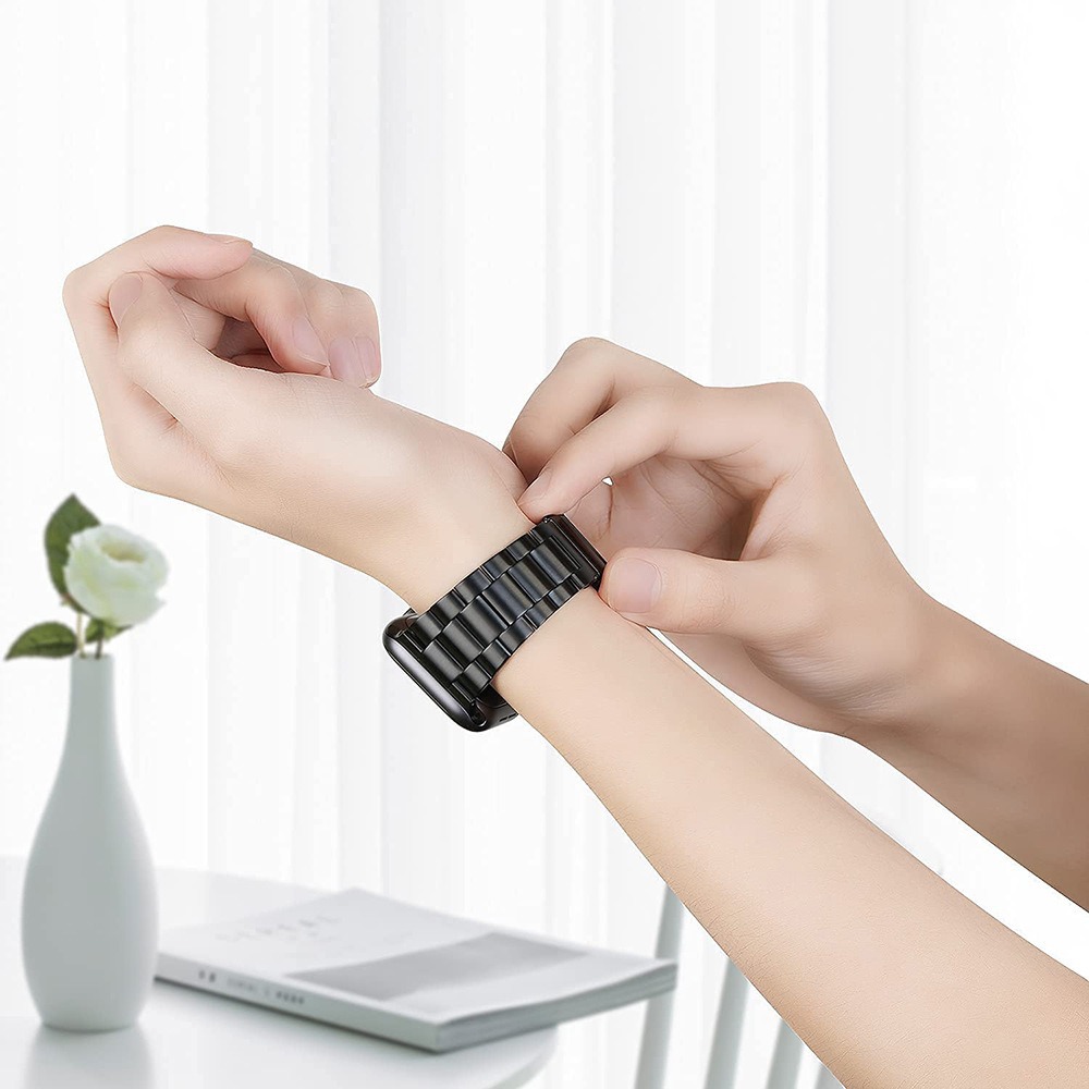 Picture of Suitable for Apple Watch S10 Stainless Steel Thin Metal Three-Bead Integrated Strap