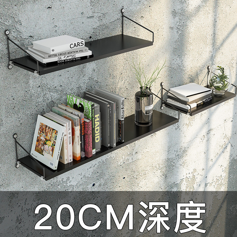 Picture of No-Drill Solid Wood Wall-Mounted Shelf, Straight Partition, Wall-Mounted Bookshelf, Bedroom Decorative Wall Storage