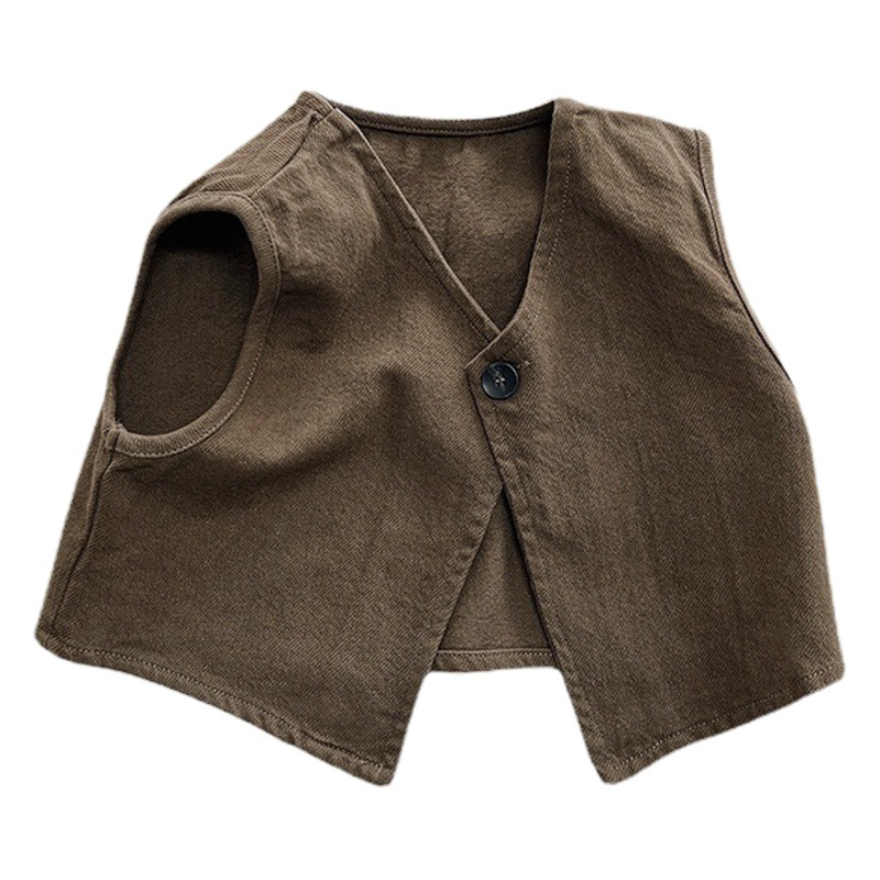 Jane Chao Feng ~ Spring and Autumn New Boys and Girls Japanese Korean Style Waistcoat Children's Retro Simple All-match Vest