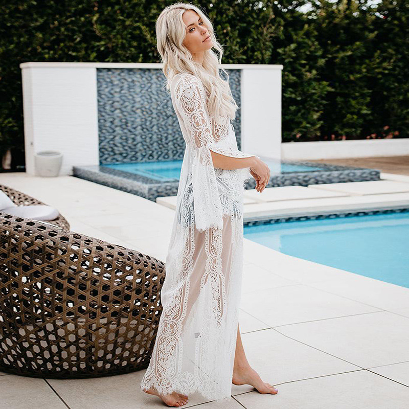 Picture of European and American New Amazon Explosions Lace Sunscreen Women's Beach Coat Bikini Swimsuit Blouse Outer Cardigan