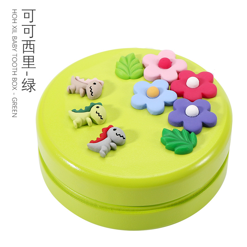 Picture of Wooden Children's Deciduous Teeth Box 1-3-5 Years Old and a Half Baby's Fairy Hair Deciduous Teeth Storage Box One Year Old Memorial Umbilical Cord Collection Box