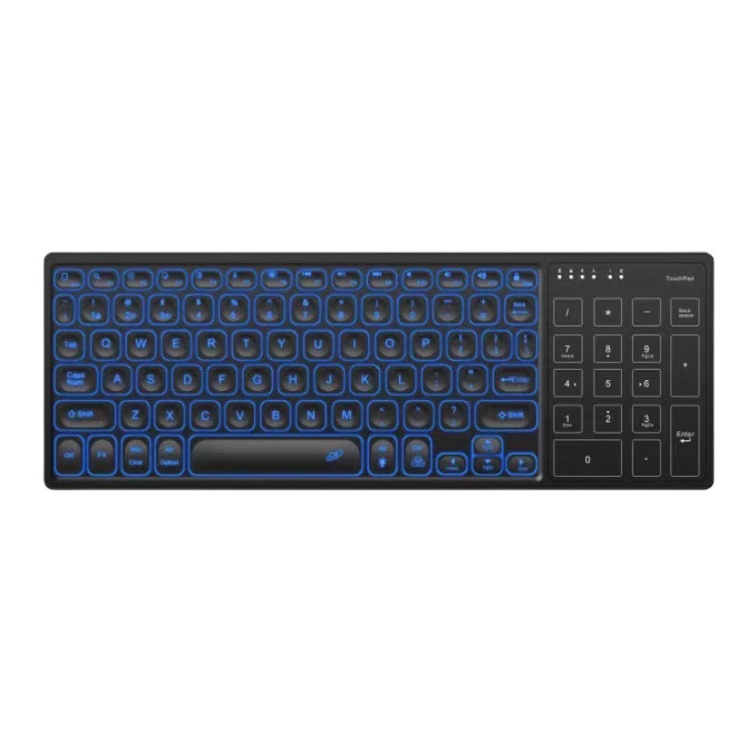 Picture of Backlit wireless keyboard with touch pad rechargeable 2.4g Bluetooth keyboard for ipd tablet laptop