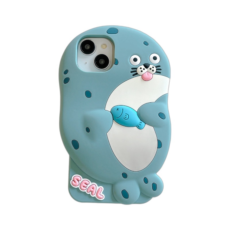 Picture of Creative cartoon three-dimensional seal iphone15promax Apple 14 mobile phone case for silicone new 13 soft