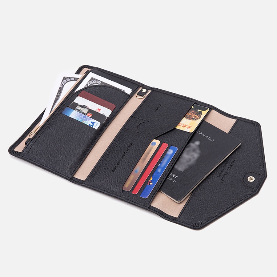 Picture of Cross-border Hot Sale New Three-fold Certificate Holder Multi-function RFID Multi-function Air Ticket Certificate Bag Travel Passbook Bag
