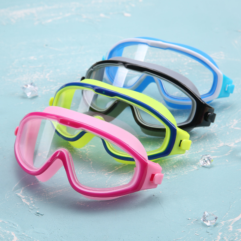 Picture of Children's Swimming Goggles Girls Boys Big Frame Swimming Glasses Waterproof Anti-Fog HD Kids Swimming Goggles Swimming Cap