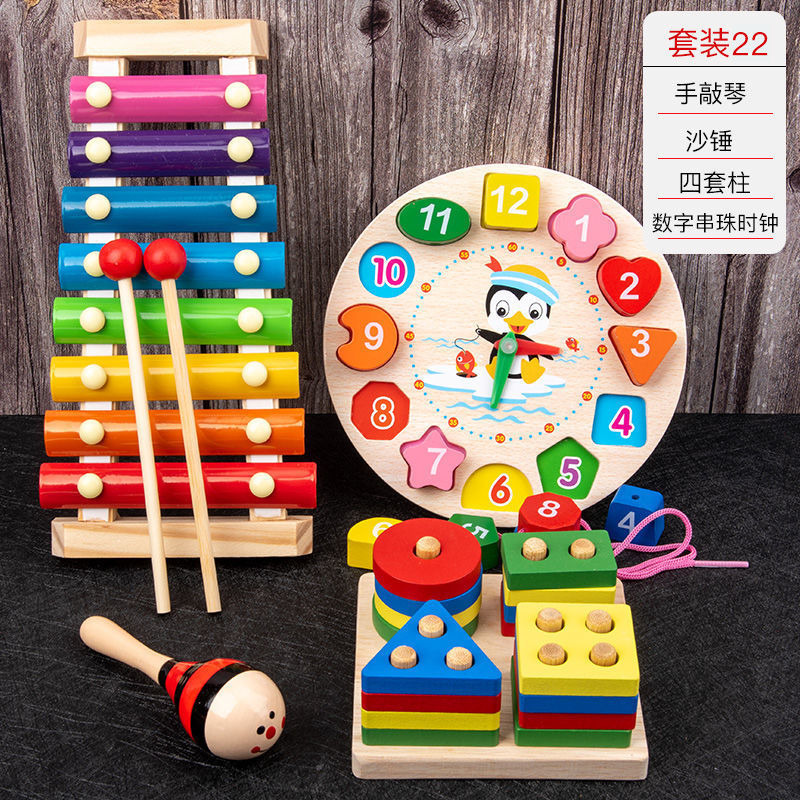Picture of Percussion Musical Instruments Infants 0-1-2 Years Old Music Enlightenment Wooden Eight-tone Accordion Educational Music Toys