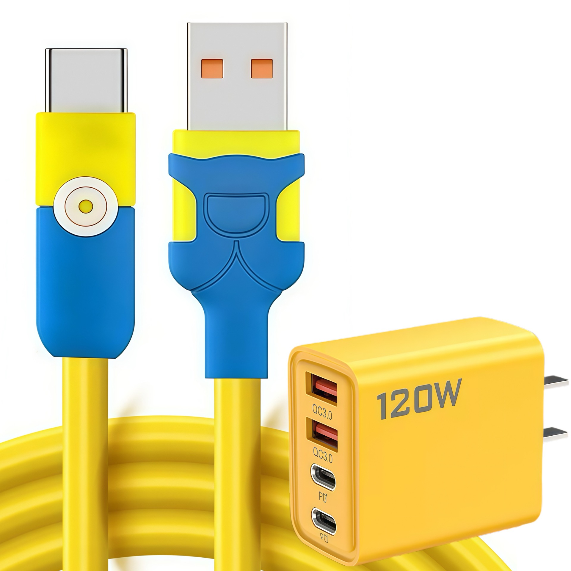 Picture of Blue classmate cartoon fun data cable for Apple Huawei millet glory mobile phone super fast charge Android flash charge