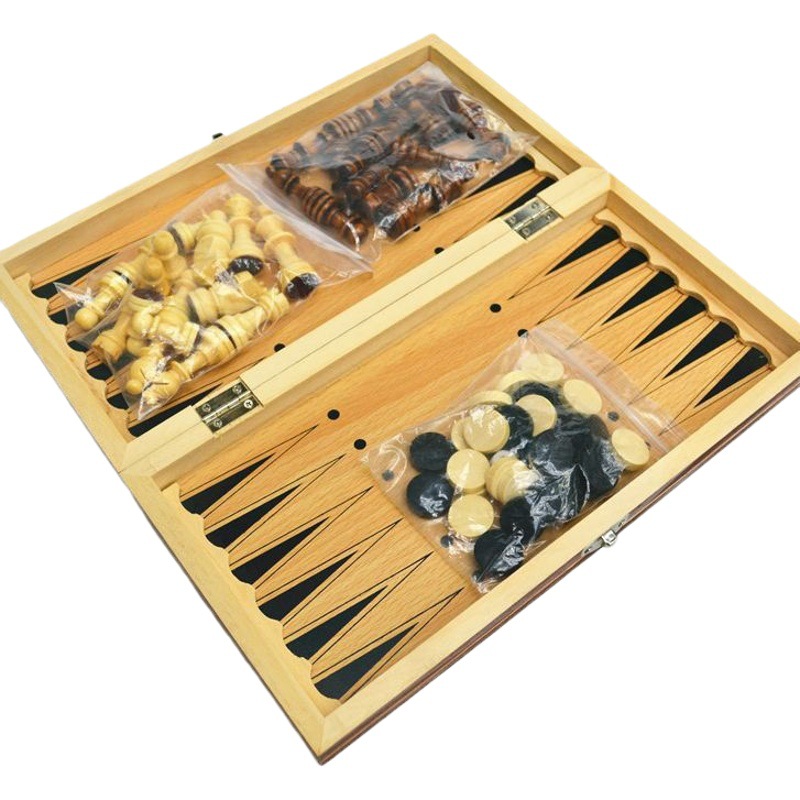 Factory Direct Sales High-End Wooden Magnetic 3-in-1 Chess Set Wooden Foldableing Chess