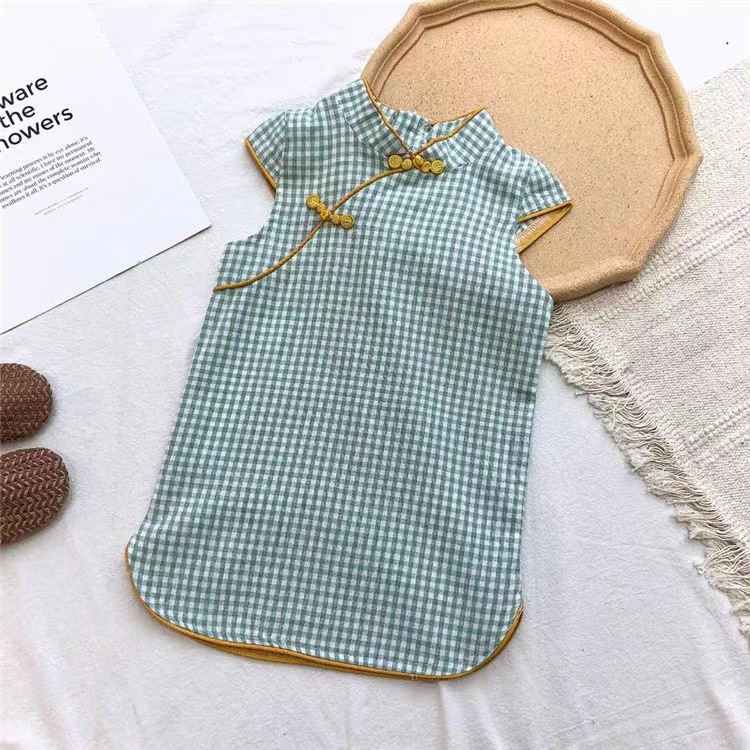 Picture of Summer New Style Girls 2025 New Style Girls Pure Cotton Chinese Style Ethnic Cheongsam Princess Skirt Baby Skirt