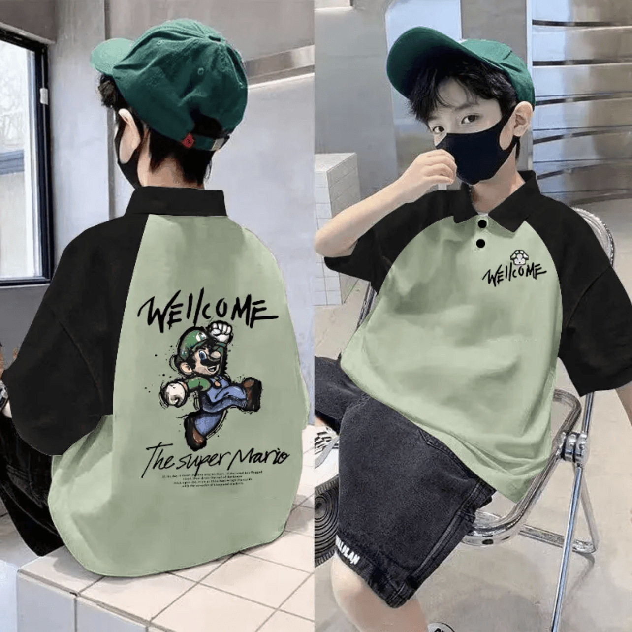 Picture of 2025 Children's Cotton Children's Wear Summer New Polo Shirt Trendy Boys' Western Style Short-sleeved T-shirt Large Children's Lapel