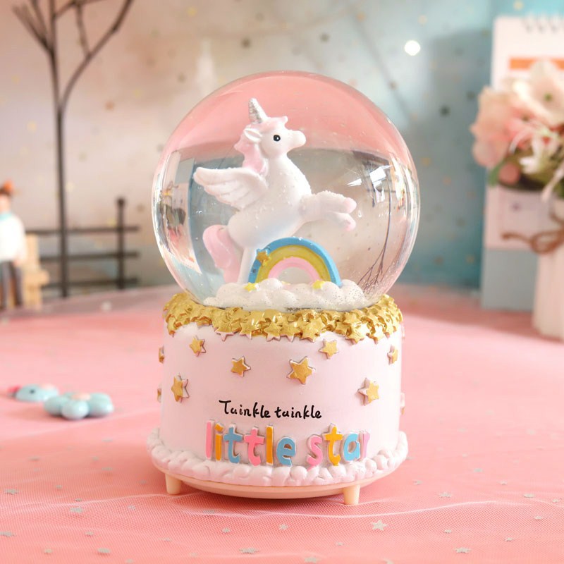 Picture of Frozen Aisha Princess Crystal Ball Unicorn Music Box KT Music Box Birthday Gift for Girls Aisha