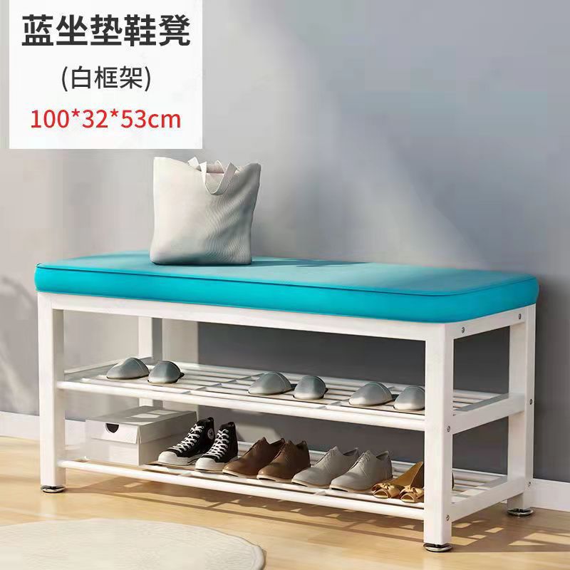 Picture of Shoe Changing Stool Coat Rack Floor Integrated Living Room Bedroom Hanger Door Soft Bag Sitting Simple Shoe Cabinet Rack