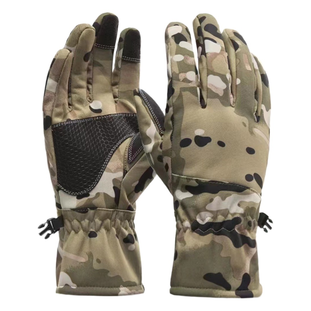 Cross-border PC camouflage winter outdoor ski gloves windproof waterproof fleece-lined warm motorcycle gloves factory direct sales