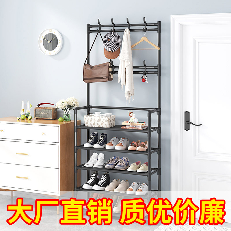 Picture of Coat Rack Bedroom Indoor Dormitory Clothes Rack Household Simple Storage Rack Simple Floor-Standing Multi-Functional Combination Shoe Rack