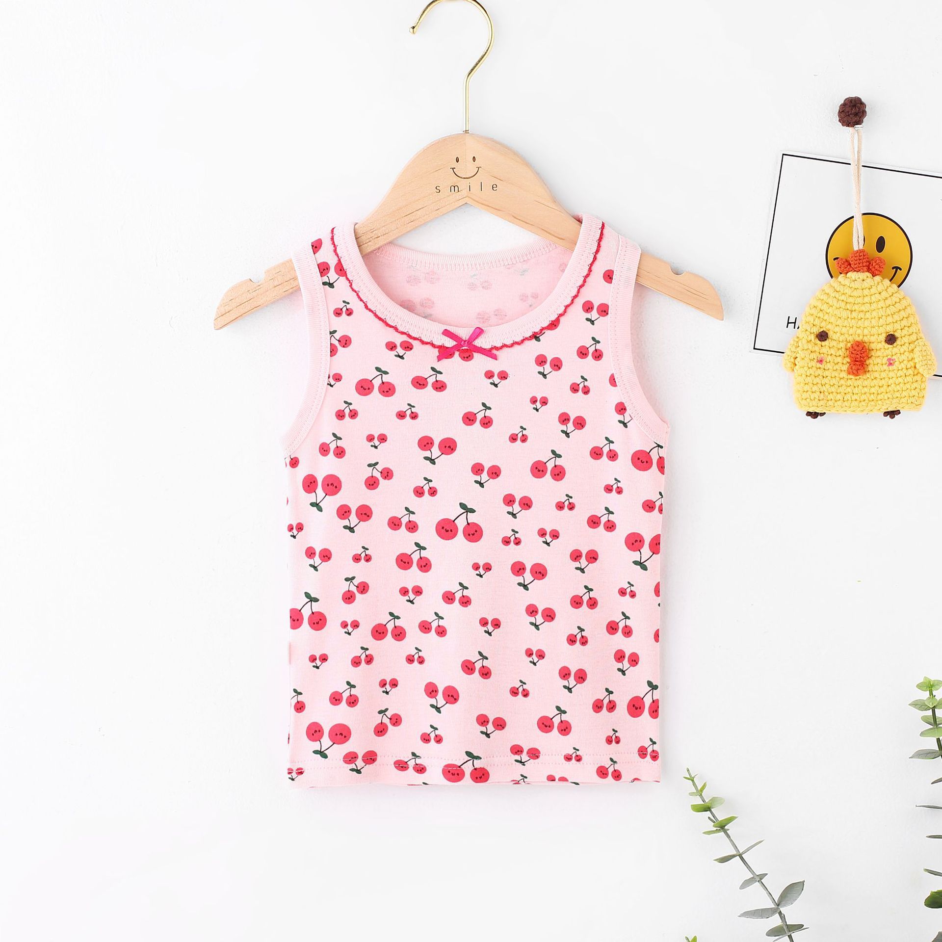 Picture of Children's Pure Cotton Vest Printed Ribbed Boys and Girls Summer Thin Sports Sling Outer Wear Bottoming Intimates for Small and Medium-Sized Kidsren