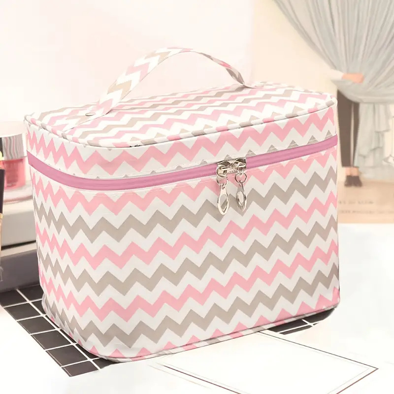 Picture of New Internet Celebrity Corrugated Cosmetic Bag Korean Style Large Capacity Girly Heart Portable Travel Portable Washery Storage Bag Cross-border