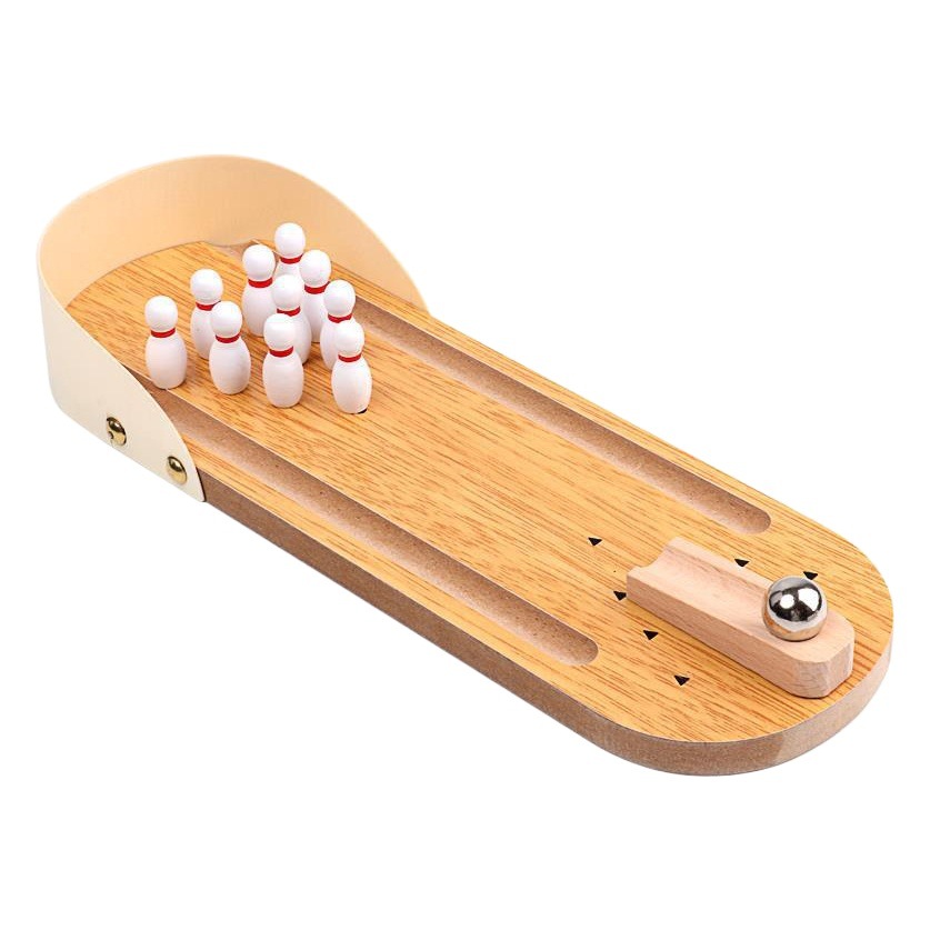 Wooden Mini Bowling Parent-Child Interactive Desktop Game Indoor Game Ball Boys Girls Children Toy Gift